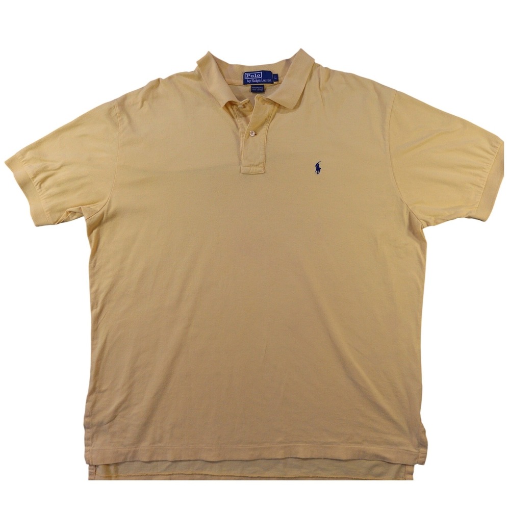 Polo Ralph Lauren Pastel Yellow Short Sleeve Pique Cotton Polo Shirt Large